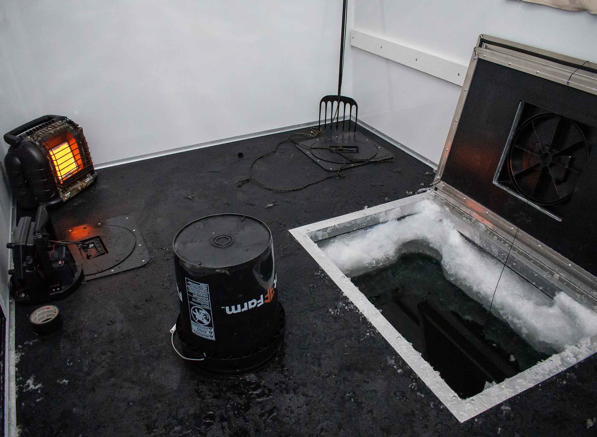 interior of dark house - tips for spearfishing on ice